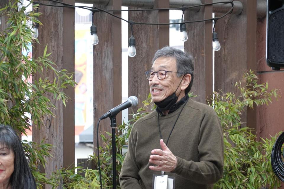 John Esaki speaks at the Legacy Society tea event